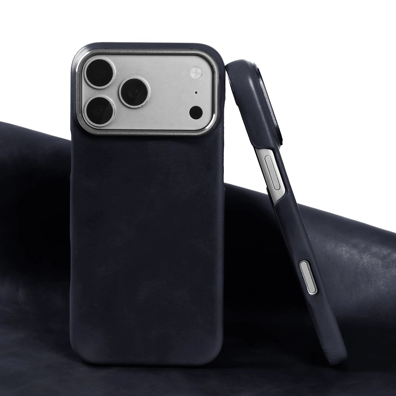 Oil Wax Luxury Genuine Leather Case For iphone 17 Pro Max Air 14 15 16 13 Phone Case Back Cover Coque Metal Camera Bumper Frame