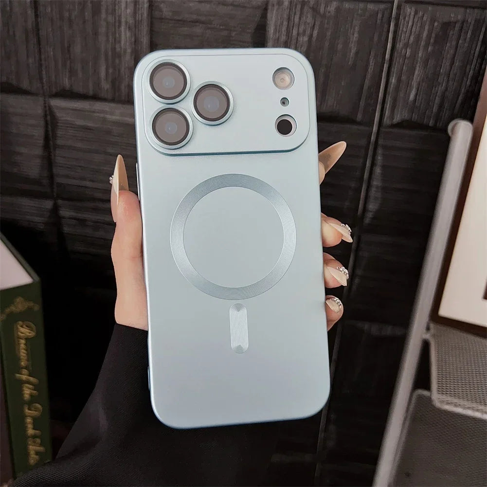 For Magsafe Magnetic Wireless Charge Case For iPhone 17 16 15 14 13 12 11 Pro Max 17Air 16e Silicone Glass Lens Protection Cover
