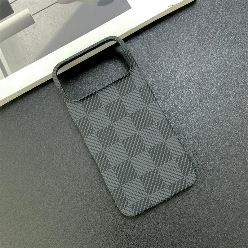 Carbon Fiber Pattern Chessboard Style Phone Case for iPhone 17 Pro Max 16 15 14 13 Contrast Clash Color Ultra Thin Bumper Cover