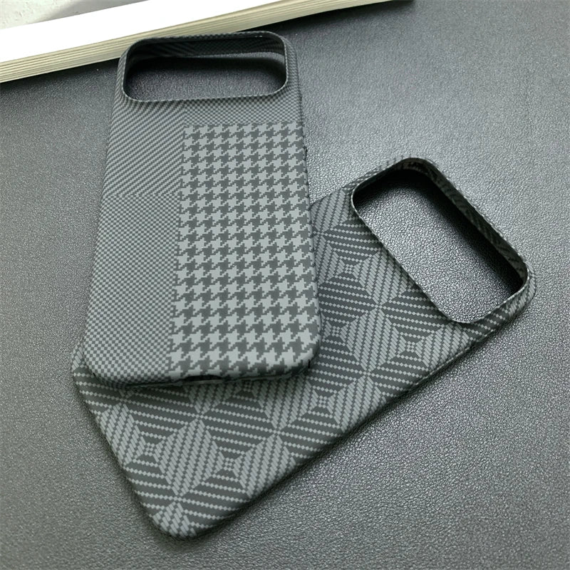 Carbon Fiber Pattern Chessboard Style Phone Case for iPhone 17 Pro Max 16 15 14 13 Contrast Clash Color Ultra Thin Bumper Cover