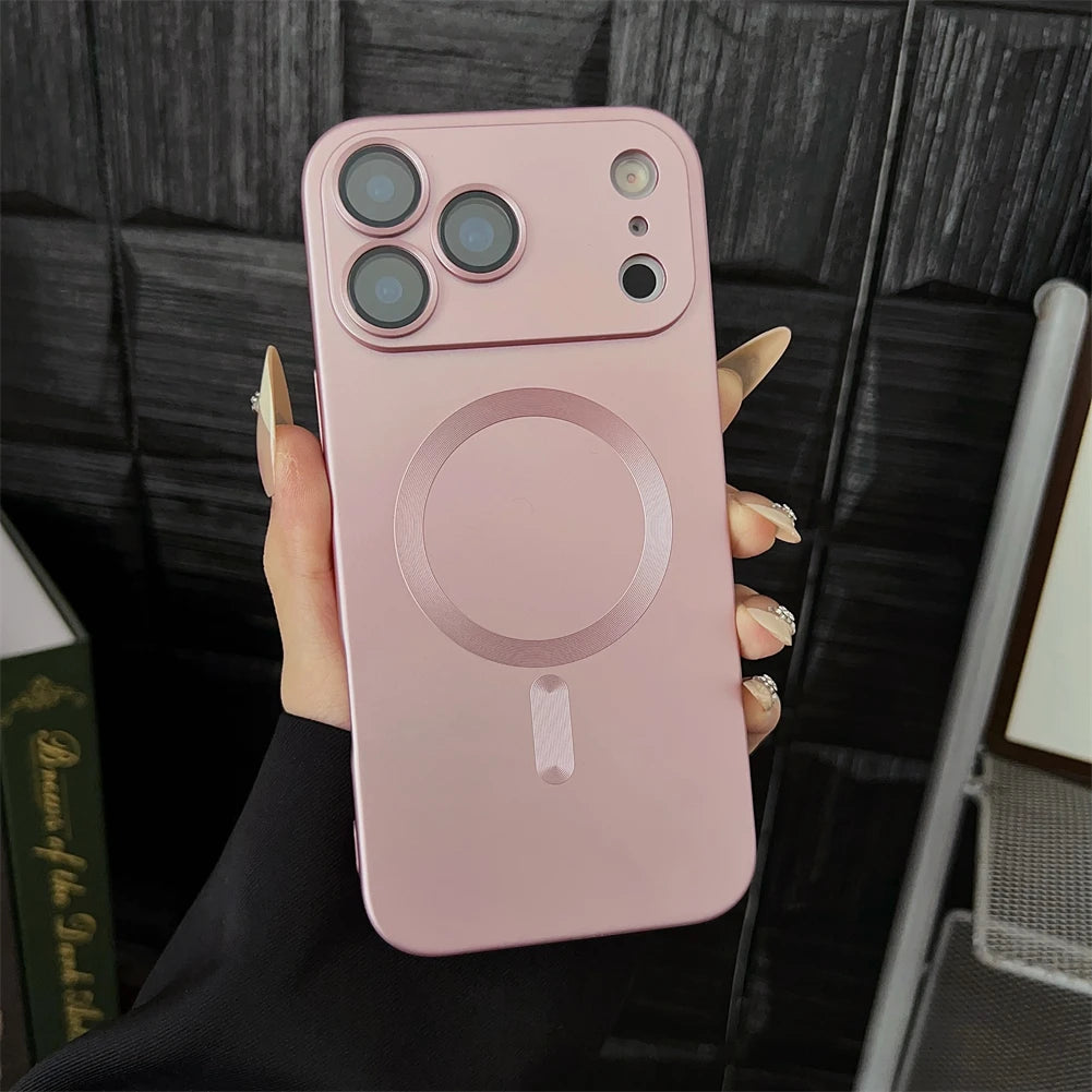 For Magsafe Magnetic Wireless Charge Case For iPhone 17 16 15 14 13 12 11 Pro Max 17Air 16e Silicone Glass Lens Protection Cover