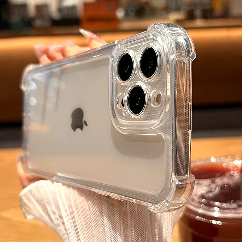 Luxury Shockproof Transparent Case For iPhone 17 16 15 14 13 12 11 Pro Max X Xs XR Max 7 8 Plus SE Clear Soft Bumper Cases Cover