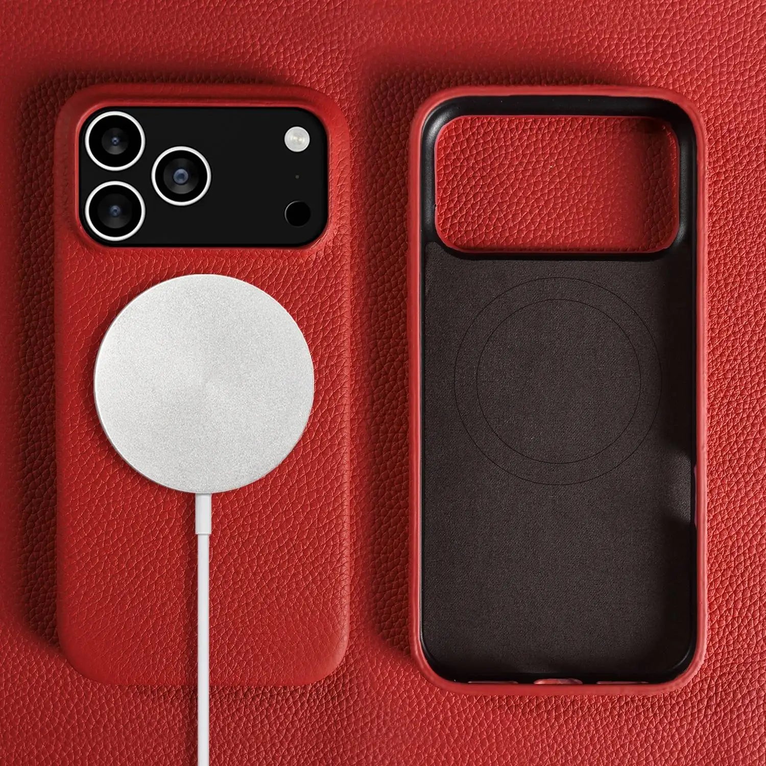 Luxury Magnetic Genuine Leather Case For iphone 17 Pro Max 16 15 14 13 12 11 for Magsafe Full Covered Phone Cases Back Cover