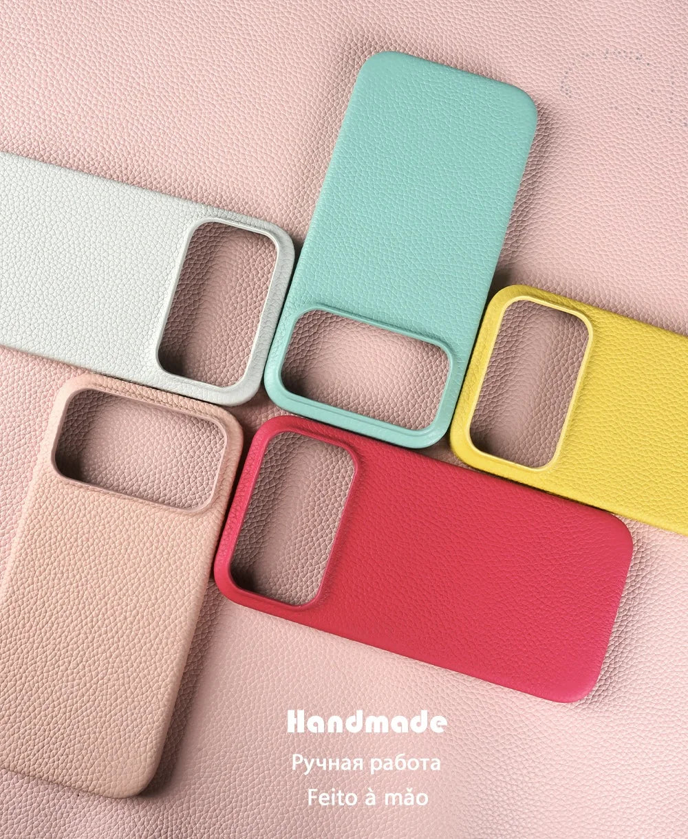 Luxury Magnetic Genuine Leather Case For iphone 17 Pro Max 16 15 14 13 12 11 for Magsafe Full Covered Phone Cases Back Cover