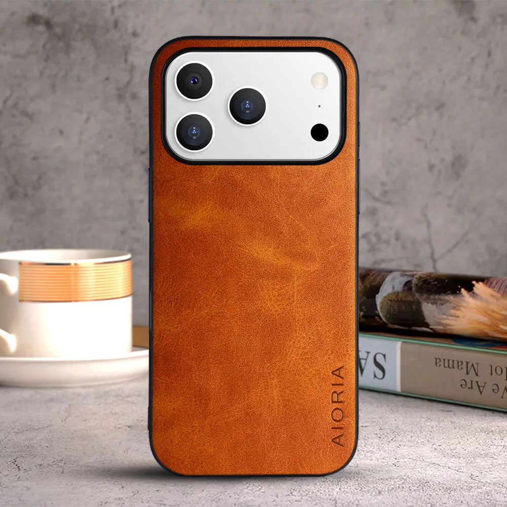 Case for iPhone 17 Pro Max Air coque Luxury Vintage leather cover funda for iphone 17 pro max case capa