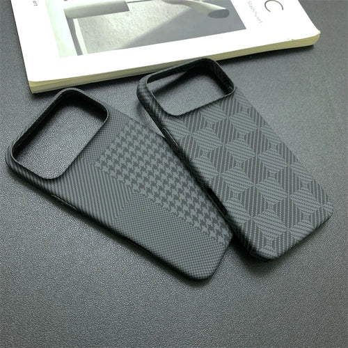 Carbon Fiber Pattern Chessboard Style Phone Case for iPhone 17 Pro Max 16 15 14 13 Contrast Clash Color Ultra Thin Bumper Cover