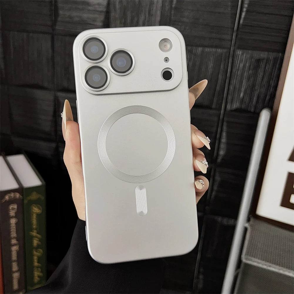For Magsafe Magnetic Wireless Charge Case For iPhone 17 16 15 14 13 12 11 Pro Max 17Air 16e Silicone Glass Lens Protection Cover