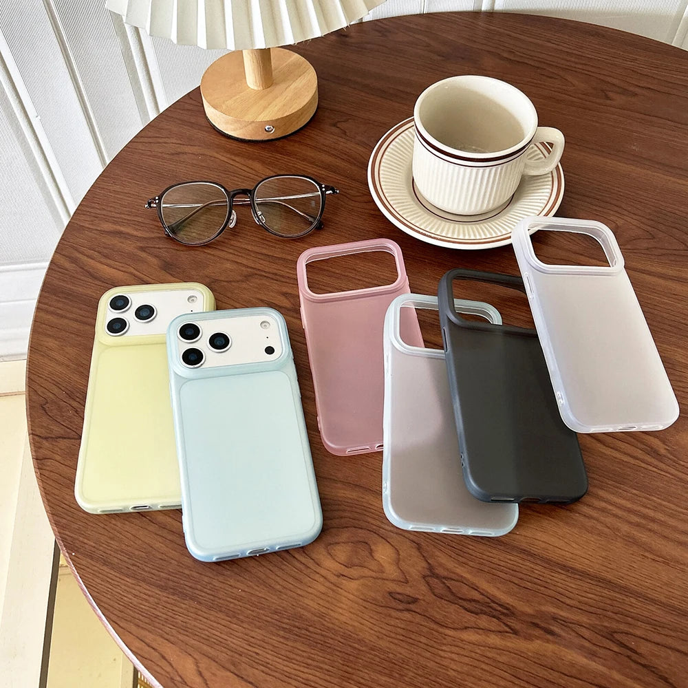 Luxury Transparent Candy Color Case For iPhone Air 17 16 15 14 13 12 Pro Max Plus 16E Clear Matte Silicone Soft Cover Shell 16+