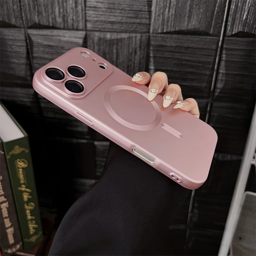 For Magsafe Magnetic Wireless Charge Case For iPhone 17 16 15 14 13 12 11 Pro Max 17Air 16e Silicone Glass Lens Protection Cover